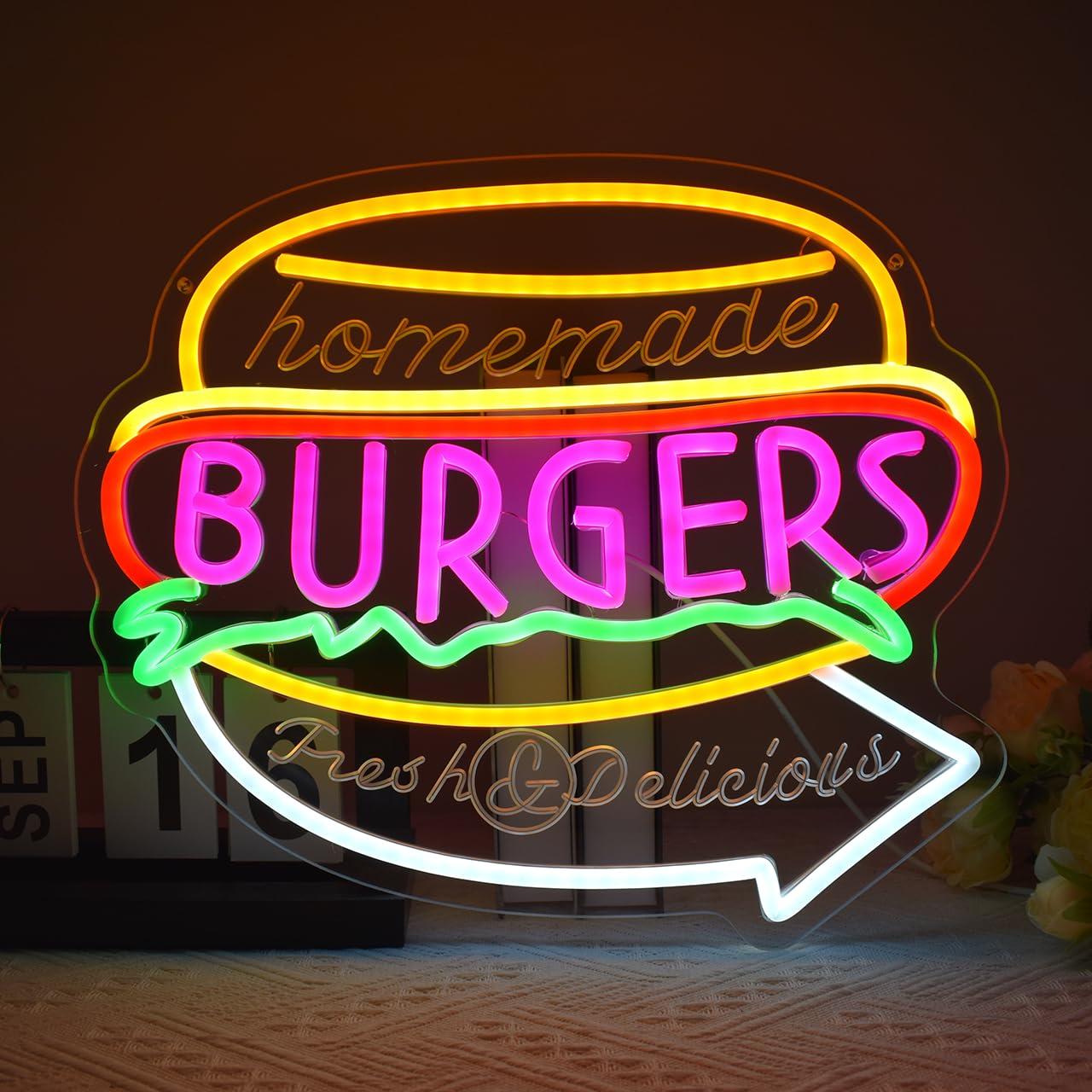 Homemade Food Snacks - Lampu Neon Burger Buatan Sendiri, Lampu