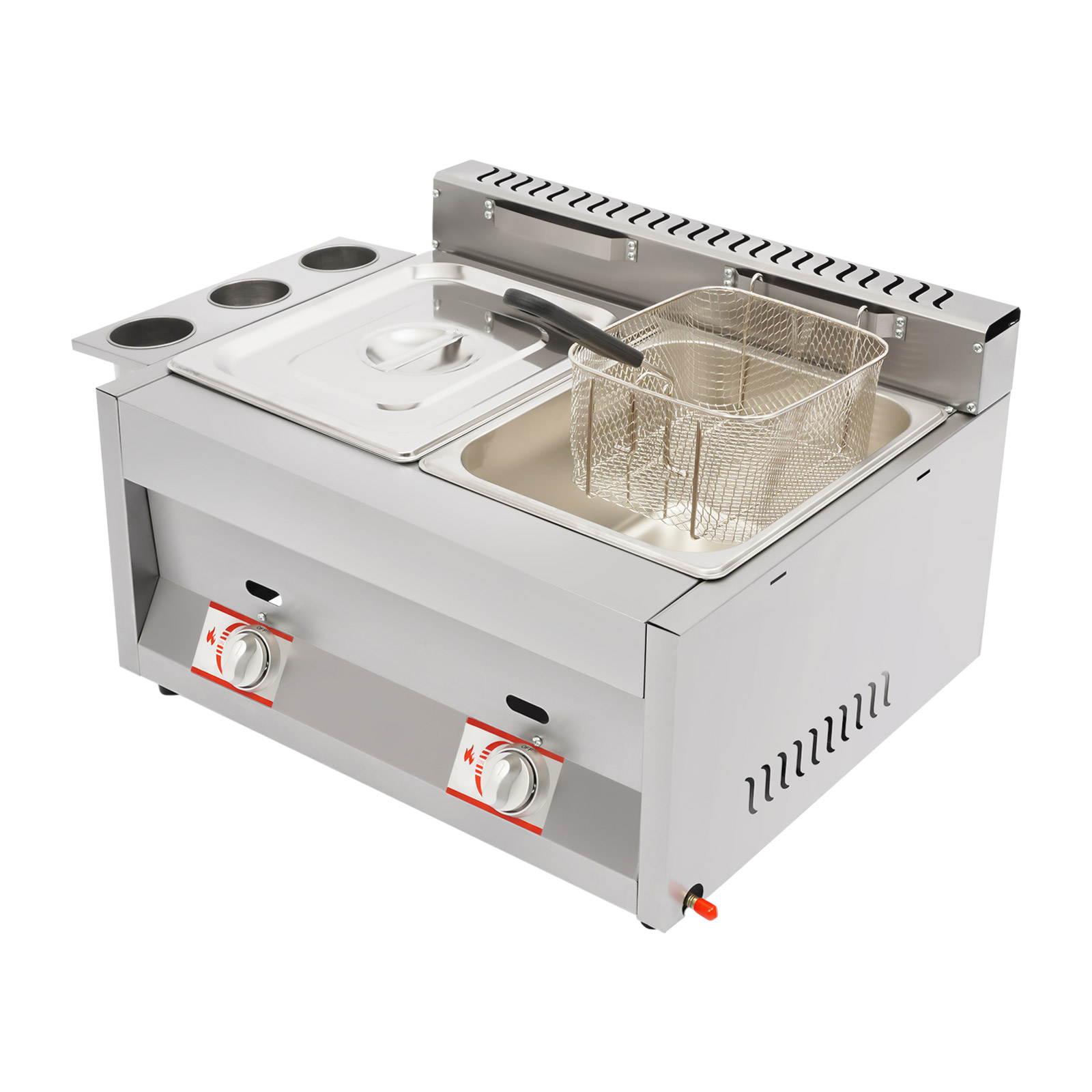 Food Snacks Catering - Penggorengan Komersial 2-Tangki 6.34Qt Berbahan Bakar