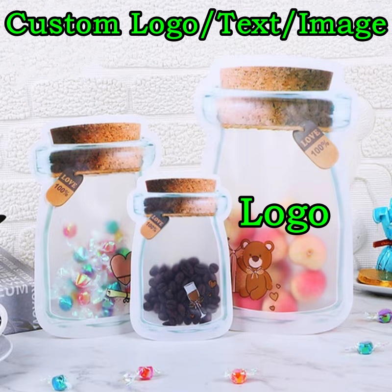 Food Snacks Logos - 100PCS Kantong Penyimpanan Botol Stoples Kayu