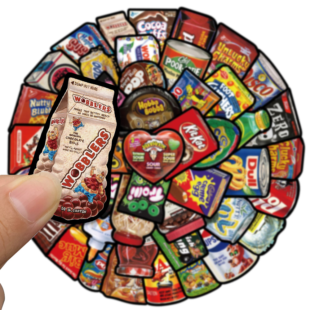 48 buah stiker grafiti makanan - American Food Y Snacks ulasan dan harga