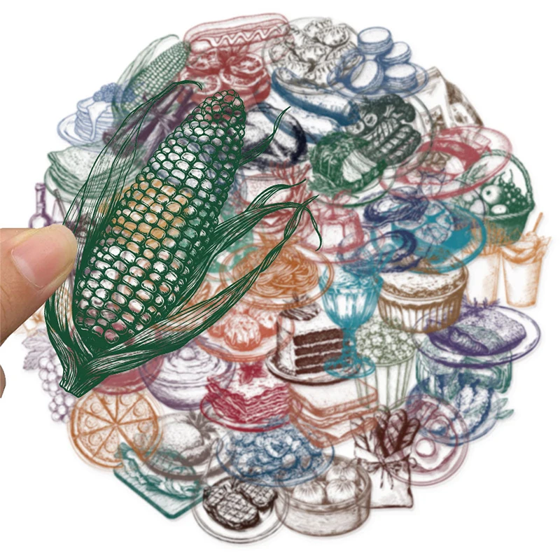50PCS Set Stiker Makanan Retro - Yummy Food Snacks ulasan dan harga